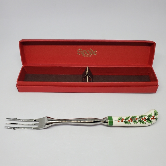 Spode CHRISTMAS TREE Pickle Fork Made In England Box Stainless Steel 7.5 Vtg. - Picture 3 of 15
